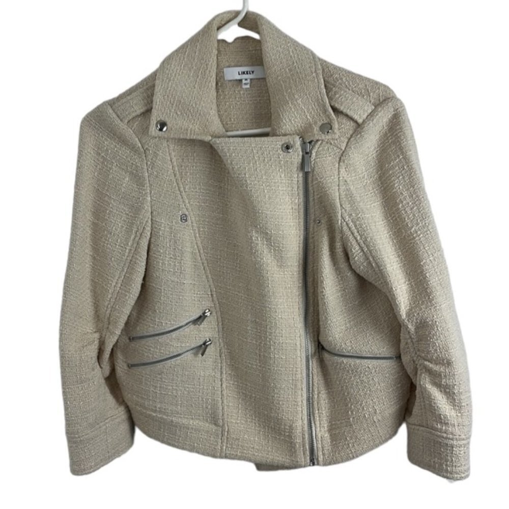 Likely Cream Moto Cotton Short Blazer